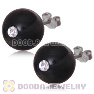 10mm Black Onyx Sterling Silver Stud Earrings Wholesale