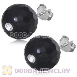 10mm Black Onyx Sterling Silver Stud Earrings Wholesale