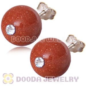10mm Golden Stone Sterling Silver Stud Earrings Wholesale
