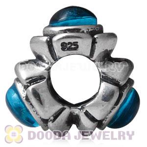 European Style Silver Beads with 3 Blue Eye CZ Stone