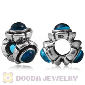 European Style Silver Beads with 3 Blue Eye CZ Stone