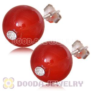 10mm Red Agate Sterling Silver Stud Earrings Wholesale