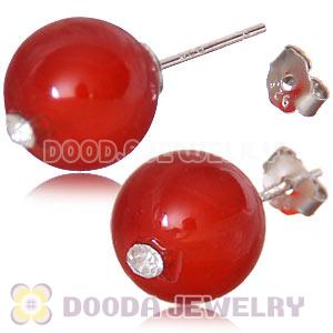 10mm Red Agate Sterling Silver Stud Earrings Wholesale