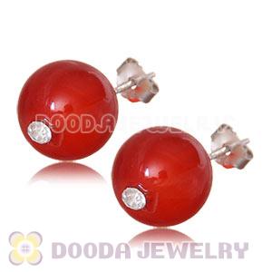 8mm Red Agate Sterling Silver Stud Earrings Wholesale