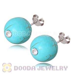 8mm Green Turquoise Sterling Silver Stud Earrings Wholesale
