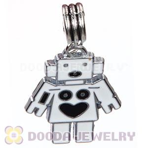 Platinum Plated Alloy Enamel European Robot Charms Wholesale