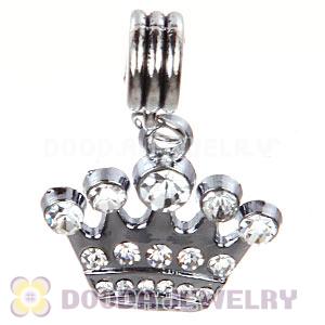 Platinum Plated Alloy European Crown Charms With Stone 