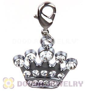 Platinum Plated Alloy European Jewelry Crown Charms With Stone