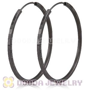 45mm Gun Black Plated Silver Hoop Earrings European Beads Compatible