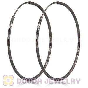 45mm Gun Black Plated Silver Hoop Earrings European Beads Compatible
