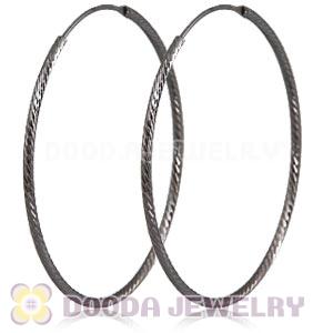 45mm Gun Black Plated Silver Hoop Earrings European Beads Compatible