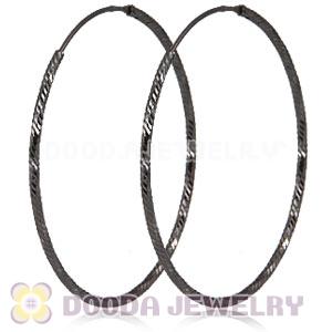 45mm Gun Black Plated Silver Hoop Earrings European Beads Compatible