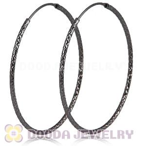 45mm Gun Black Plated Silver Hoop Earrings European Beads Compatible