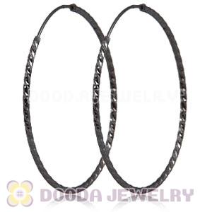 45mm Gun Black Plated Silver Hoop Earrings European Beads Compatible