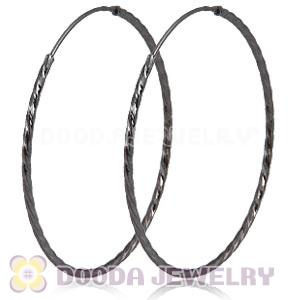 45mm Gun Black Plated Silver Hoop Earrings European Beads Compatible