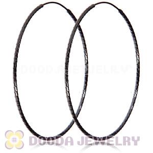 55mm Gun Black Plated Silver Hoop Earrings European Beads Compatible