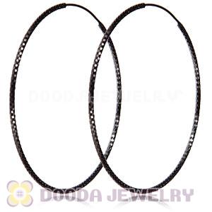 55mm Gun Black Plated Silver Hoop Earrings European Beads Compatible