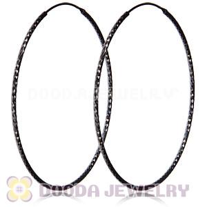 55mm Gun Black Plated Silver Hoop Earrings European Beads Compatible