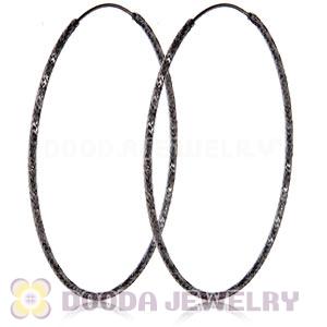 55mm Gun Black Plated Silver Hoop Earrings European Beads Compatible