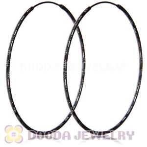 55mm Gun Black Plated Silver Hoop Earrings European Beads Compatible