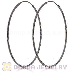 55mm Gun Black Plated Silver Hoop Earrings European Beads Compatible