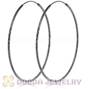 55mm Gun Black Plated Silver Hoop Earrings European Beads Compatible