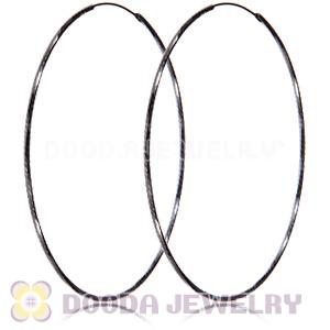Dia 75mm Gun Black Plated Silver Hoop Earrings European Beads Compatible