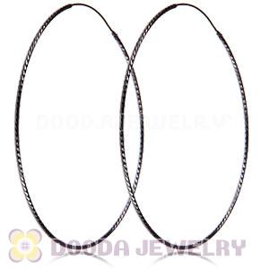 Dia 75mm Gun Black Plated Silver Hoop Earrings European Beads Compatible