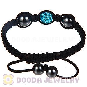 Wholesale On Sale Handmade Pave Cyan Crystal Macrame Bracelets
