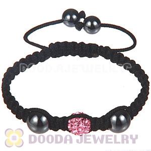 Wholesale Special Price Handmade Pave Pink Crystal Macrame Bracelets