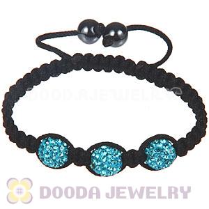 Wholesale Special Price Handmade Pave Cyan Crystal Macrame Bracelets