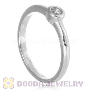 Platinum Plated Stackable Halo Ring With Austrian Crystal Diamond