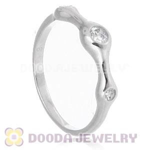 Platinum Plated Stackable Halo Ring With Austrian Crystal Diamond