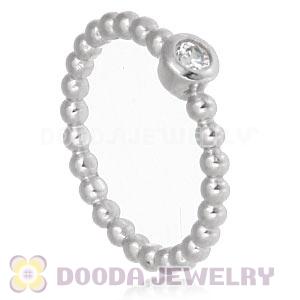 Platinum Plated Stackable Bubble Ring With Austrian Crystal Diamond