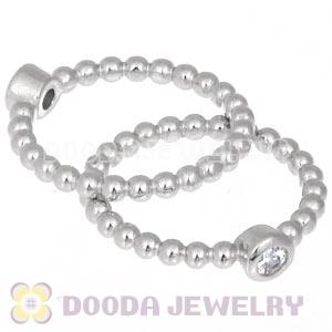 Platinum Plated Stackable Bubble Ring With Austrian Crystal Diamond