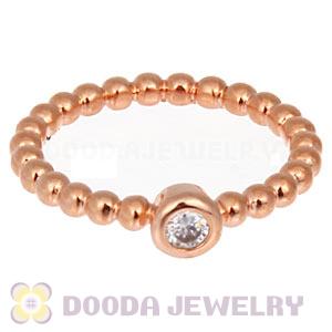Rose Gold Plated Stackable Bubble Ring With Austrian Crystal Diamond