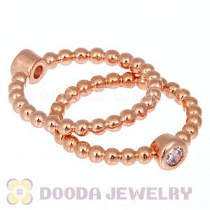 Rose Gold Plated Stackable Bubble Ring With Austrian Crystal Diamond