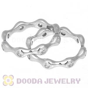 Platinum Plated Stackable Ring With Austrian Crystal Diamond