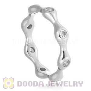 Platinum Plated Stackable Ring With Austrian Crystal Diamond