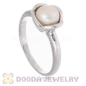 Platinum Plated Stackable Bloom Pearl Ring Wholesale