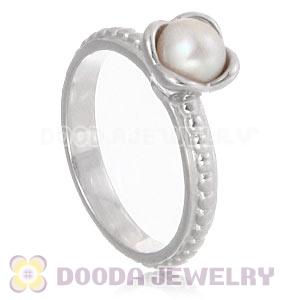 Platinum Plated Stackable Bloom Pearl Ring Wholesale
