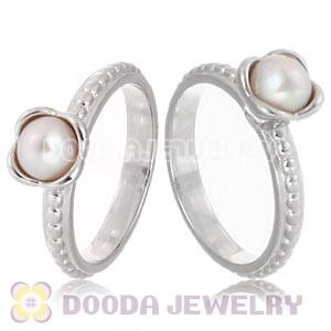 Platinum Plated Stackable Bloom Pearl Ring Wholesale