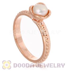 Rose Gold Plated Stackable Bloom Pearl Ring Wholesale