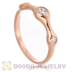Rose Gold Plated Stackable Halo Ring With Austrian Crystal Diamond
