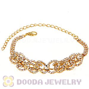 Gold Plated Alloy Crystal Bracelets Chain Wholesale With Lobster Clasp