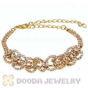 Gold Plated Crystal Alloy Bracelet Chain With Lobster Clasp Wholesale