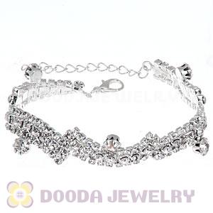 Silver Plated Crystal Alloy Bracelet Chain With Lobster Clasp Wholesale