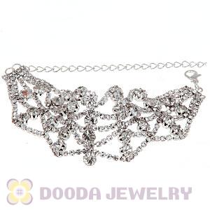 Silver Plated Crystal Alloy Bracelet Chain With Lobster Clasp Wholesale