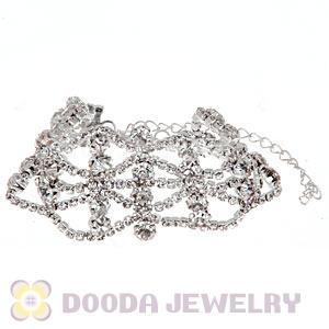 Silver Plated Alloy Crystal Bracelets Chain Wholesale With Lobster Clasp