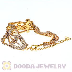Gold Plated Alloy Crystal Bracelets Chain Wholesale With Lobster Clasp